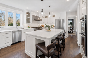 Kitchen remodeling Downingtown PA — custom cabinetry and quartz countertops in Chester County home by Harlan Contracting
