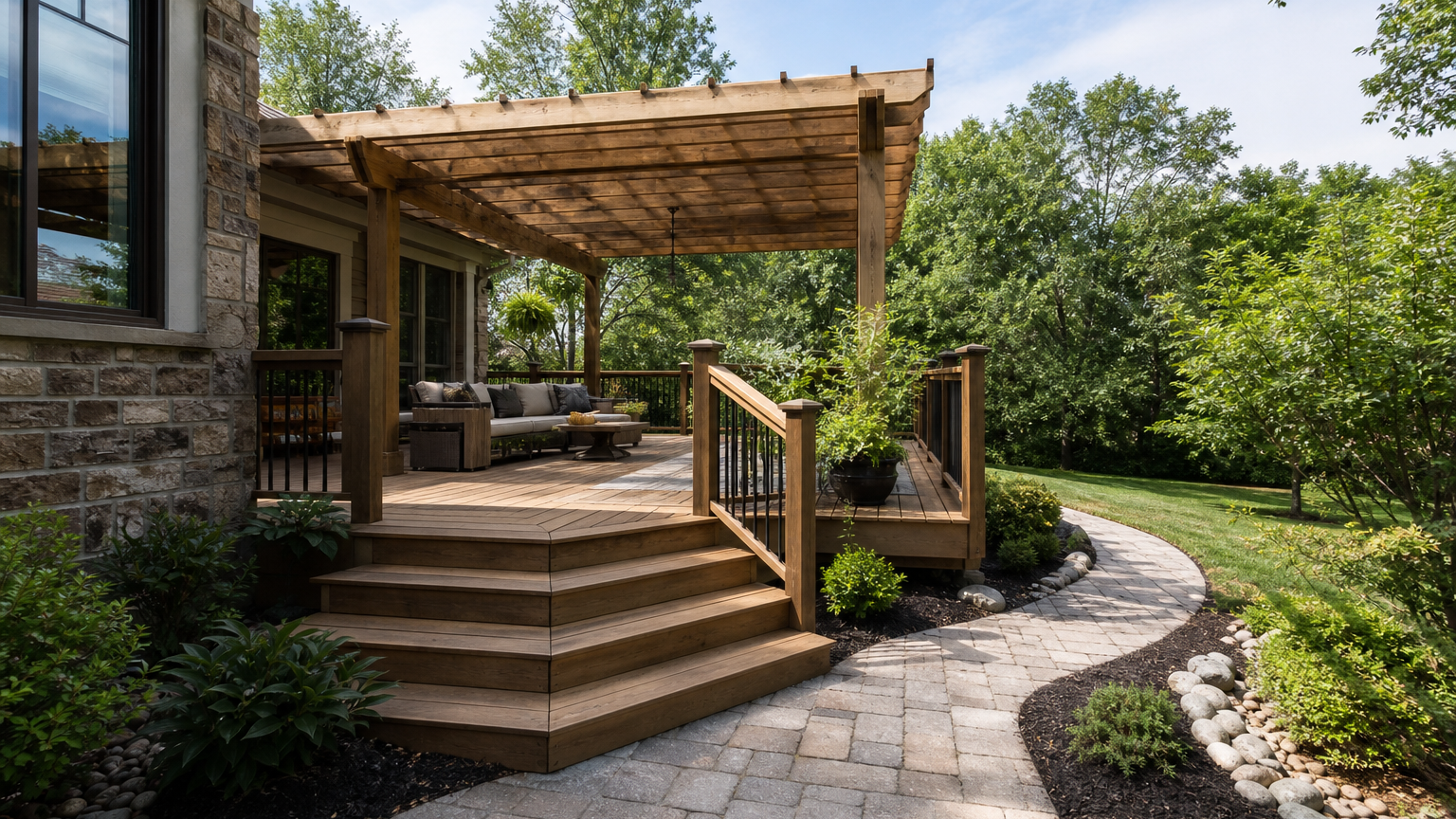 deck remodeling Media PA layout with separate dining and conversation zones