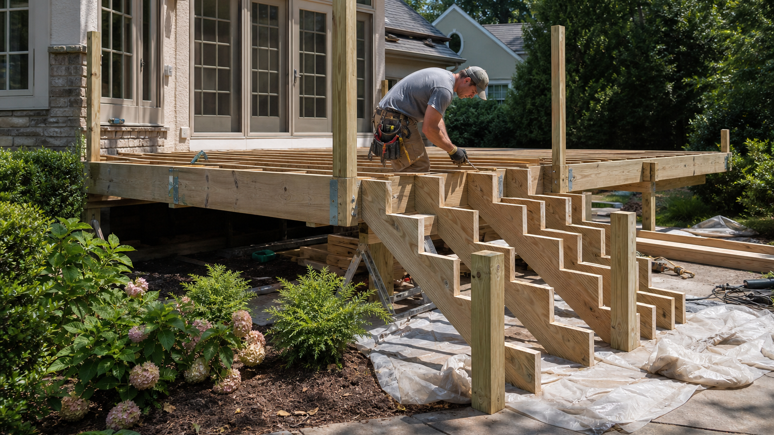 deck remodeling Media PA construction with properly installed framing and stairs