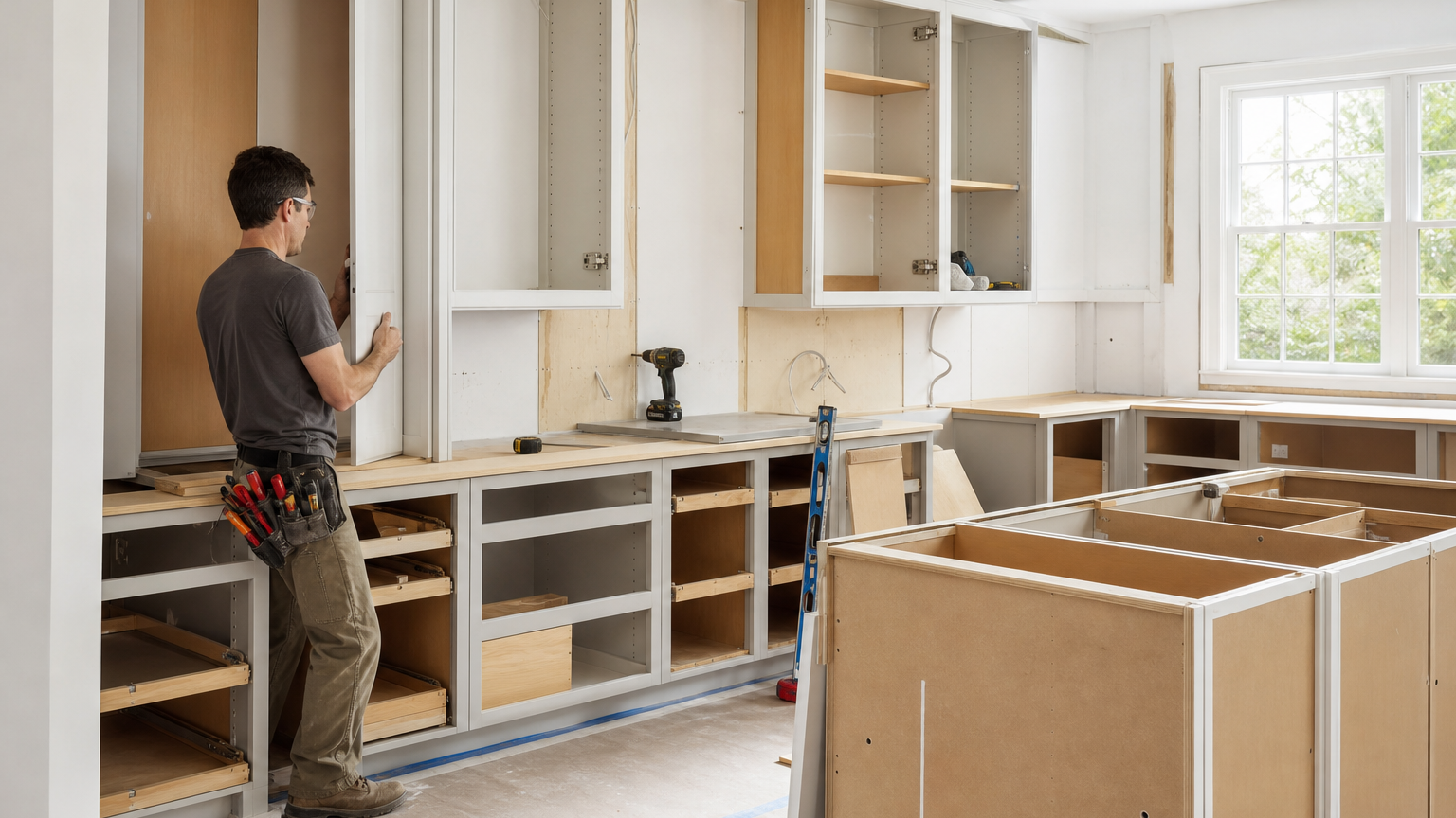 Paoli PA kitchen renovation construction with cabinetry installation and a clean professional work area